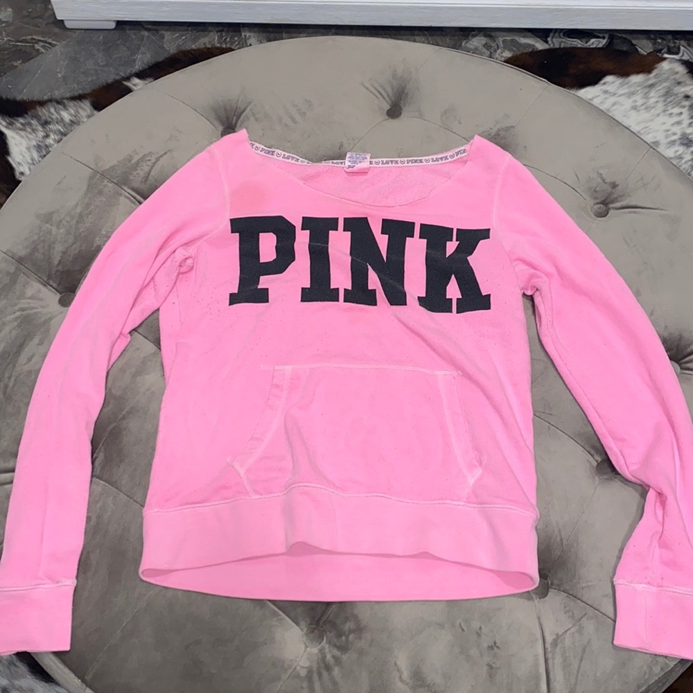 Hot pink off the shoulder sweater